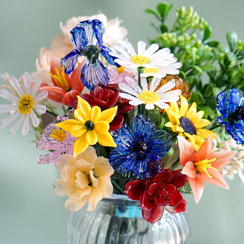 Glass Flowers, Handmade Glass Birth Month Flowers Bouquet, Glass Birth Flower, Gift for Her, Birthday Gift for Mom, Personalized Gifts