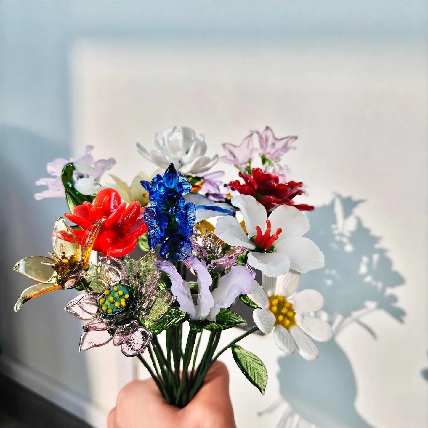 Glass Birth Month Flower Bouquet | Personalized Birth Flower Gift | Decorative Glass Flower Arrangement | Unique Gift for Mom, Her & Friends