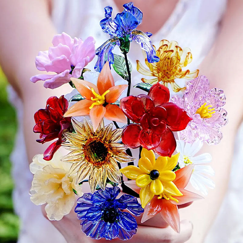 Glass Flowers, Handmade Glass Birth Month Flowers Bouquet, Glass Birth Flower, Gift for Her, Birthday Gift for Mom, Personalized Gifts