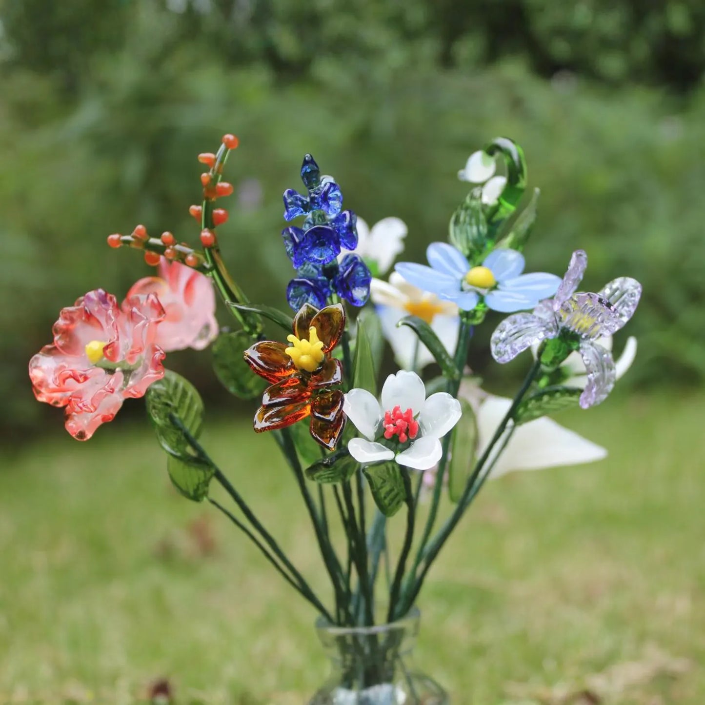 Glass Flower Bouquet | Personalized Birth Month Gift | Valentine's, Wedding, or Mother's Day Present