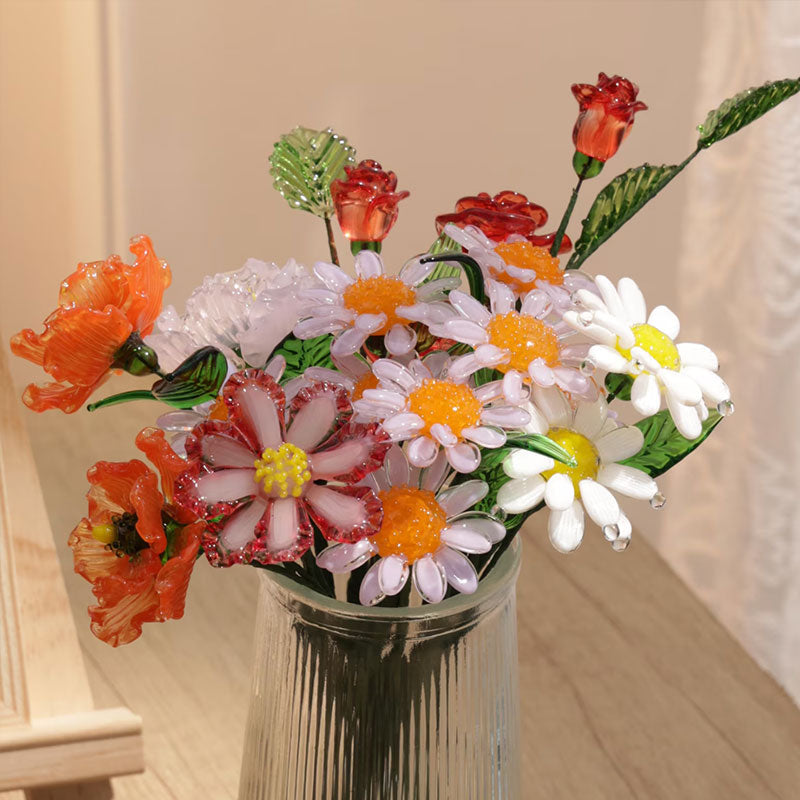 Hand Blown Glass Birth Month Flower Bouquet – Gifts for Anniversaries