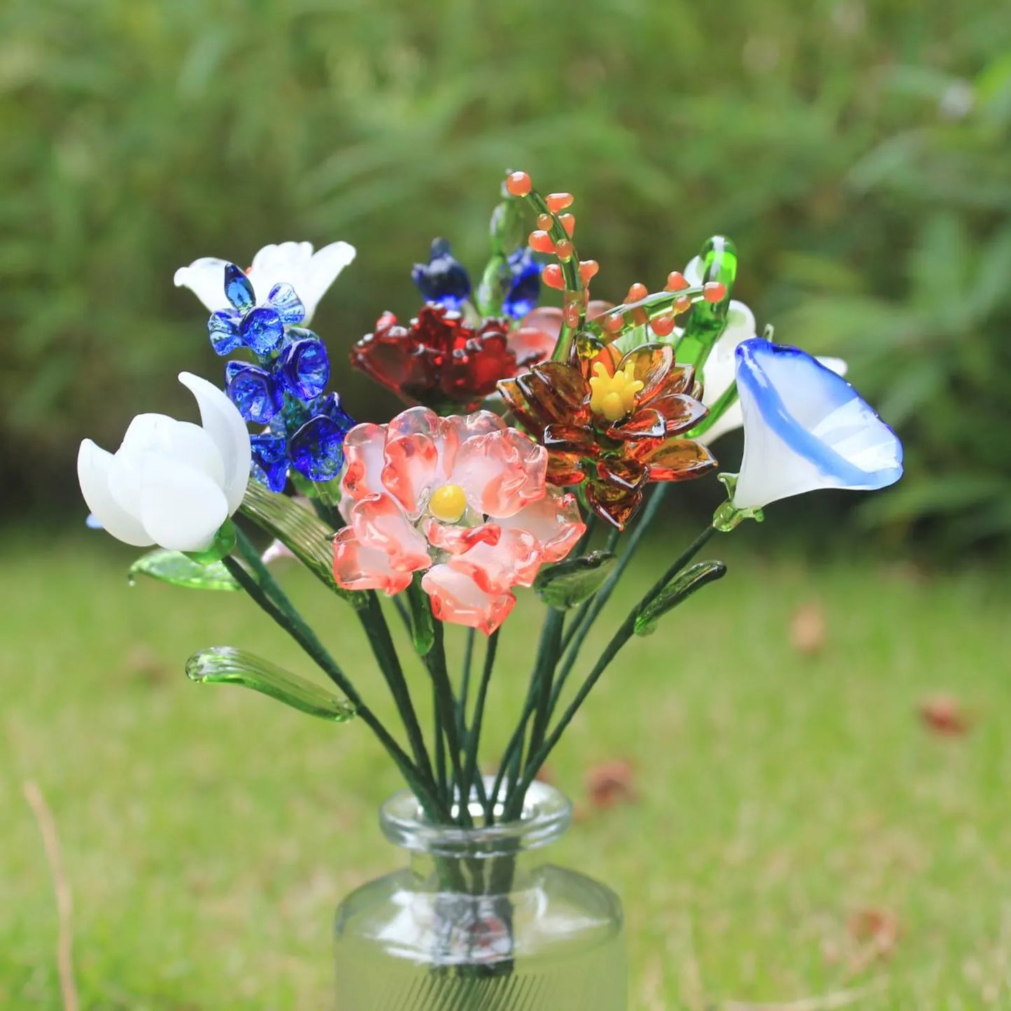 Glass Flower Bouquet | Personalized Birth Month Gift | Valentine's, Wedding, or Mother's Day Present