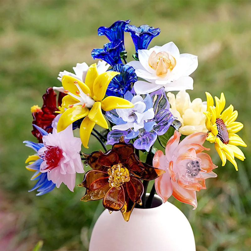 Hand Blown Glass Flower Bouquet, Birth Month Flower Gift, Personalized Birth Month Gift, Valentine's, Wedding, or Mother's Day Present