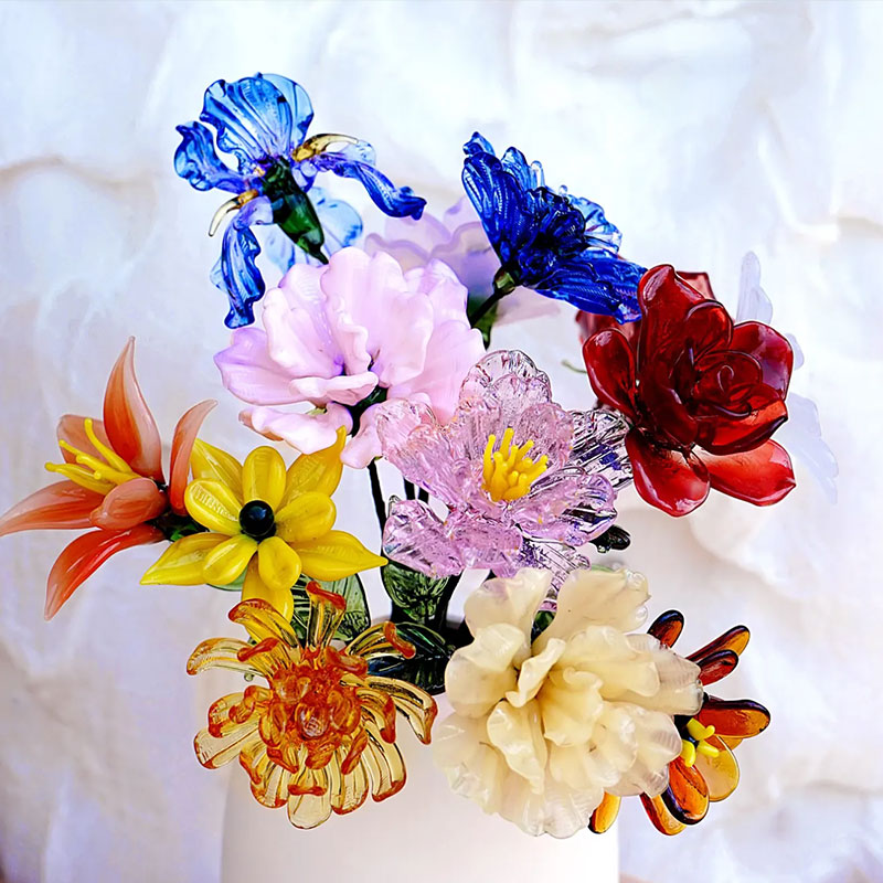 Glass Flowers, Handmade Glass Birth Month Flowers Bouquet, Glass Birth Flower, Birthflower Gift for Her, Birthday Gift for Mom, Home Decor