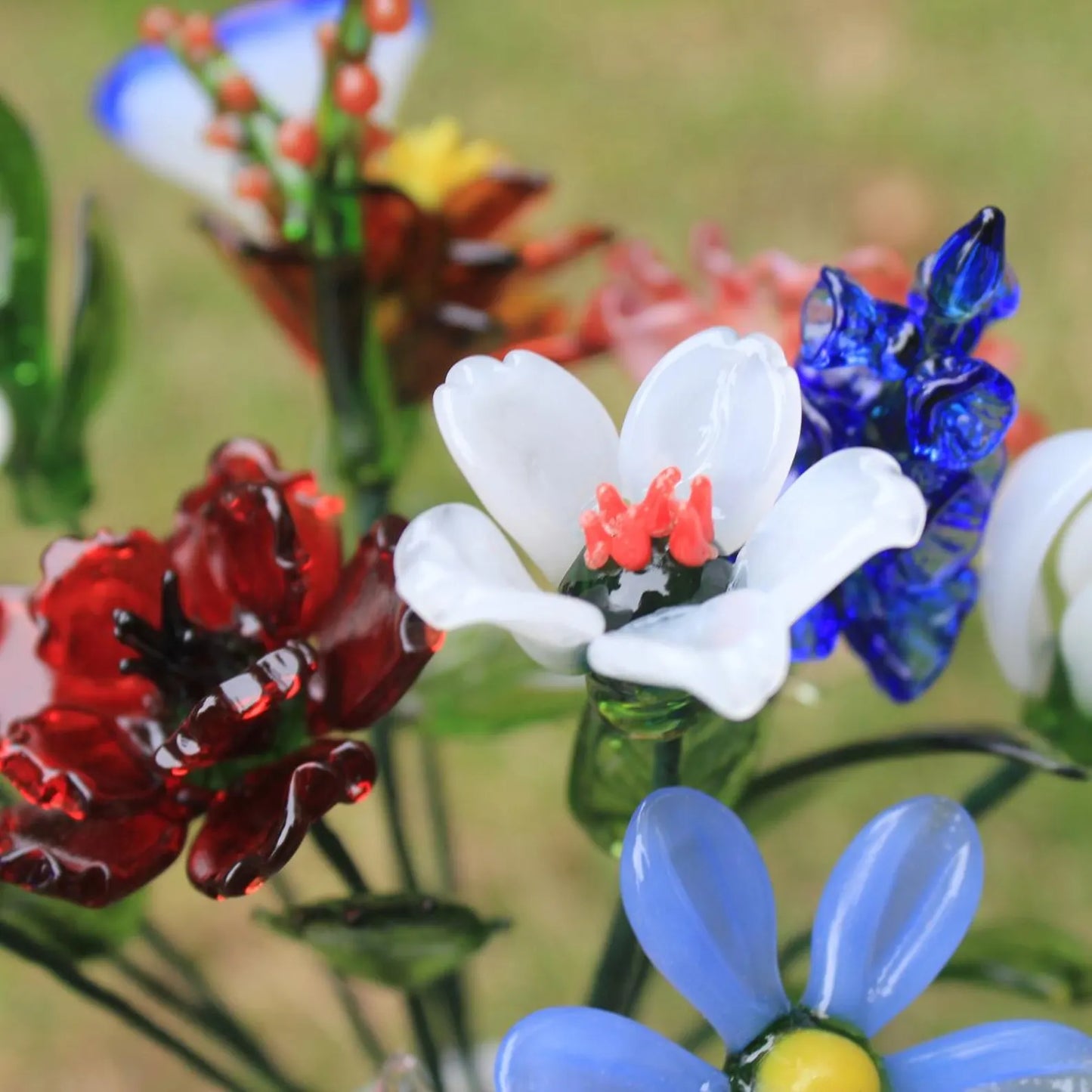 Glass Birth Month Flower: Hand Blown Floral Bouquet, Personalized Gift