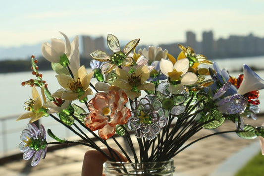 Glass Birth Month Flower Set