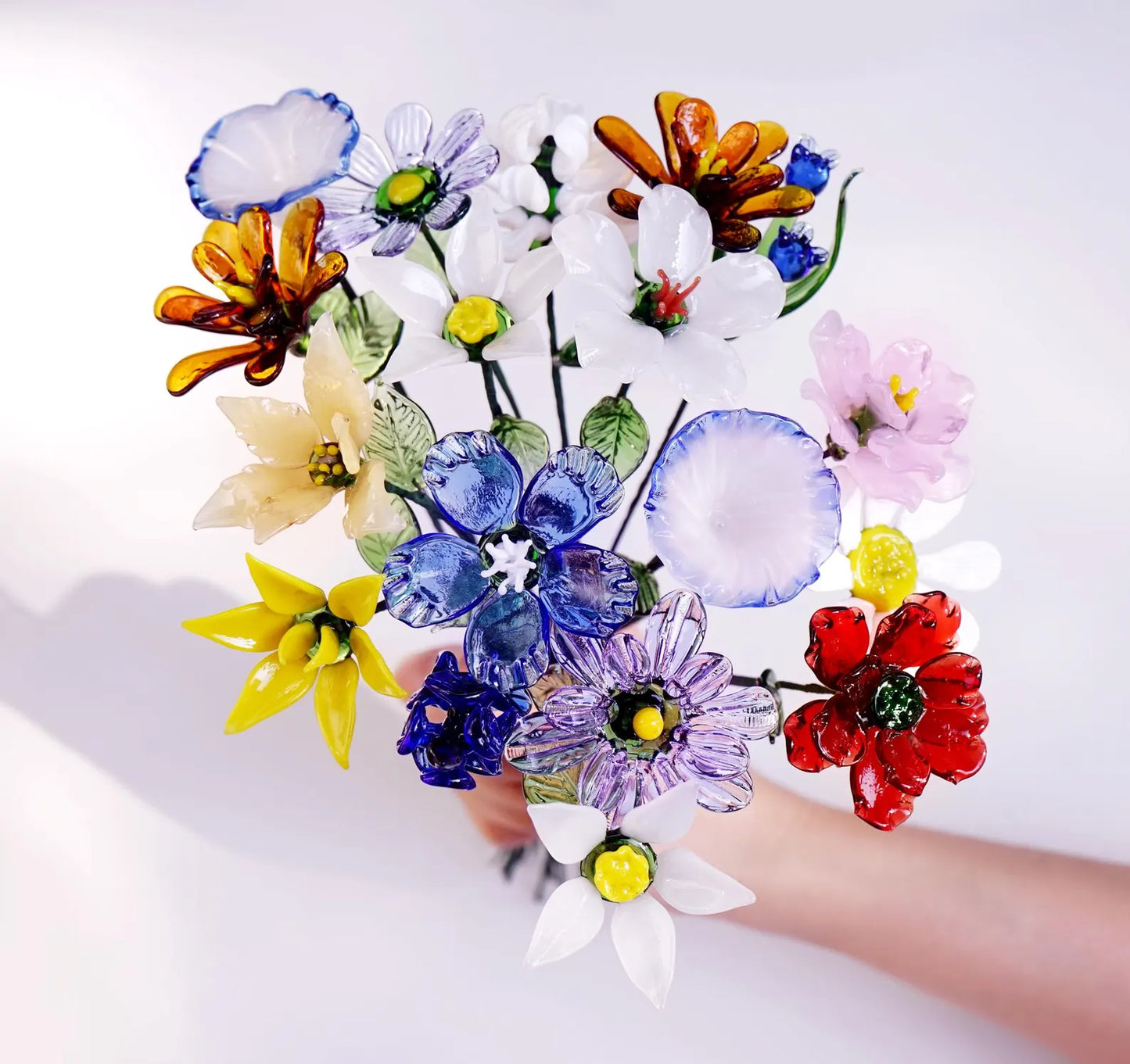 Handmade Glass Birth Month Flower Bouquet, Birthday Gift, Birth Flower Gift, Personalized Gifts, Gift for Her, Gift for Mom