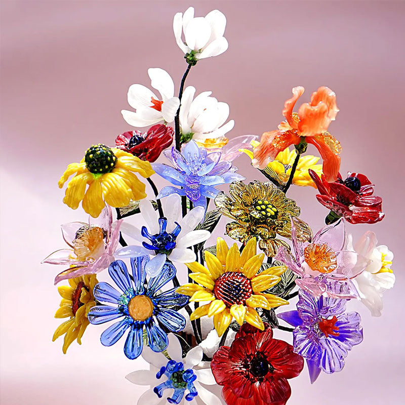 Glass Birth Month Flowers, Handmade Birth Month Flowers–Handcrafted Floral Gift for Her, Birthday, Teacher, Anniversary, Birthday or Holiday