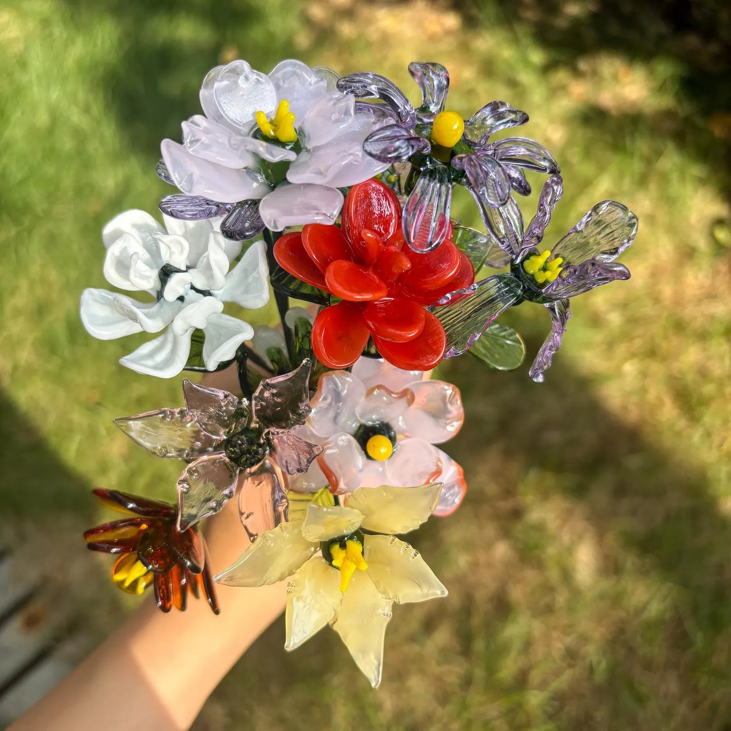 Handmade Glass Birth Month Flower Bouquet, Birthday Gift, Birth Flower Gift, Personalized Gifts, Gift for Her, Gift for Mom