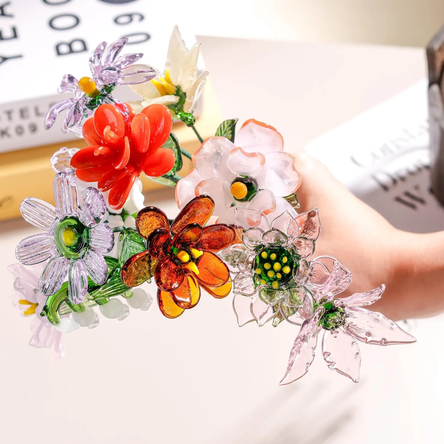 Handmade Glass Birth Month Flower Bouquet, Birthday Gift, Birth Flower Gift, Personalized Gifts, Gift for Her, Gift for Mom