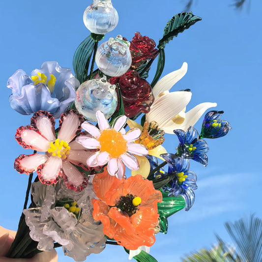 Hand Blown Glass Birth Month Flower Bouquet – A Gift for Birthdays & Anniversaries