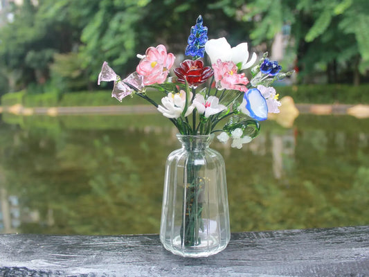 Personalized Birth Month Gift | Glass Flower Bouquet | Valentine's, Wedding, or Mother's Day Present