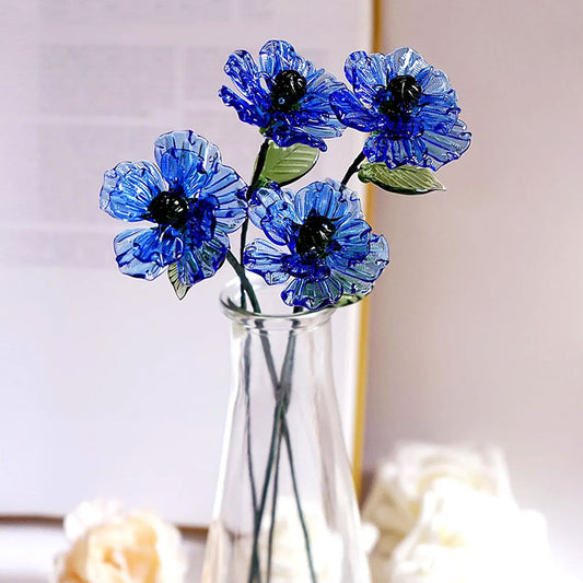 Glass Flowers, Handmade Glass Birth Month Flowers Bouquet, Glass Birth Flower, Birthflower Gift for Her, Birthday Gift for Mom, Home Decor
