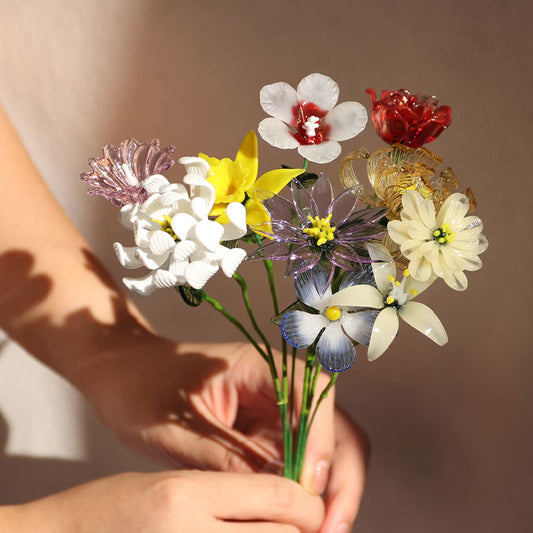 Handmade Glass Birth Flower: Blown Glass Art - Birthday Gift