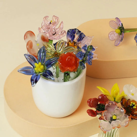 Birth Flowers Gift, Glass Birth Month Flower, Glass Flower Bouquet, Handmade Spring Flower, Personalized Gifts, Gift for Her, Birthday Gift