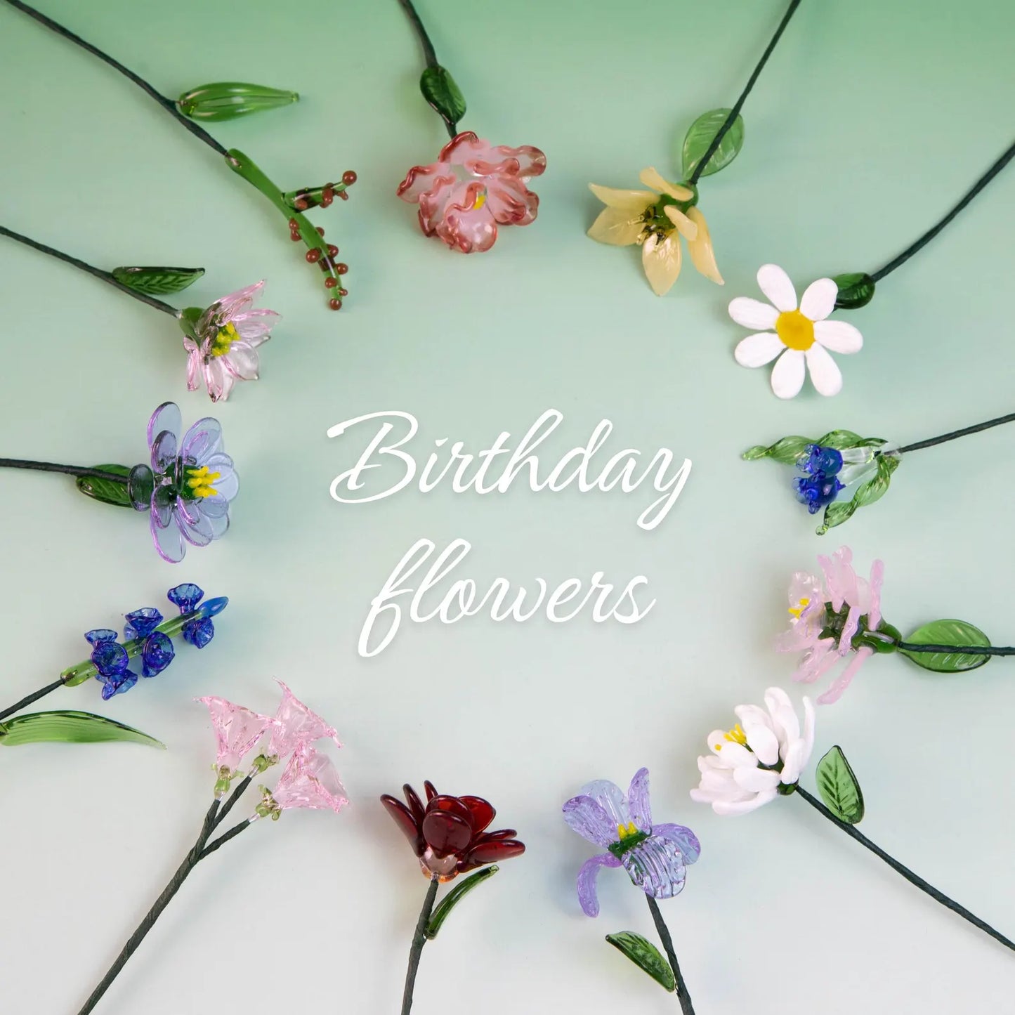 Birth Month Glass Flower Ornament | Unique Christmas Gift | Handmade Floral Art with Symbolic Meaning | Gift for Loved Ones