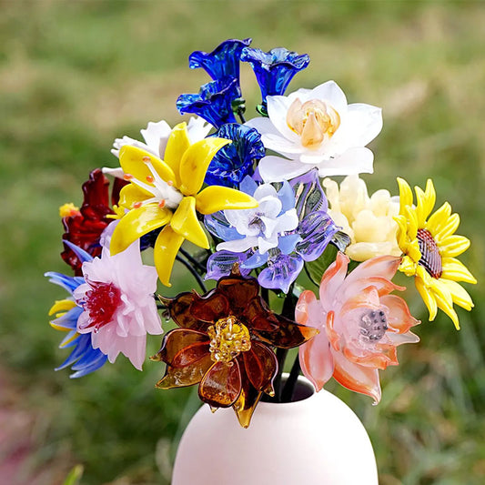Hand Blown Glass Flower Bouquet, Birth Month Flower Gift, Personalized Birth Month Gift, Valentine's, Wedding, or Mother's Day Present