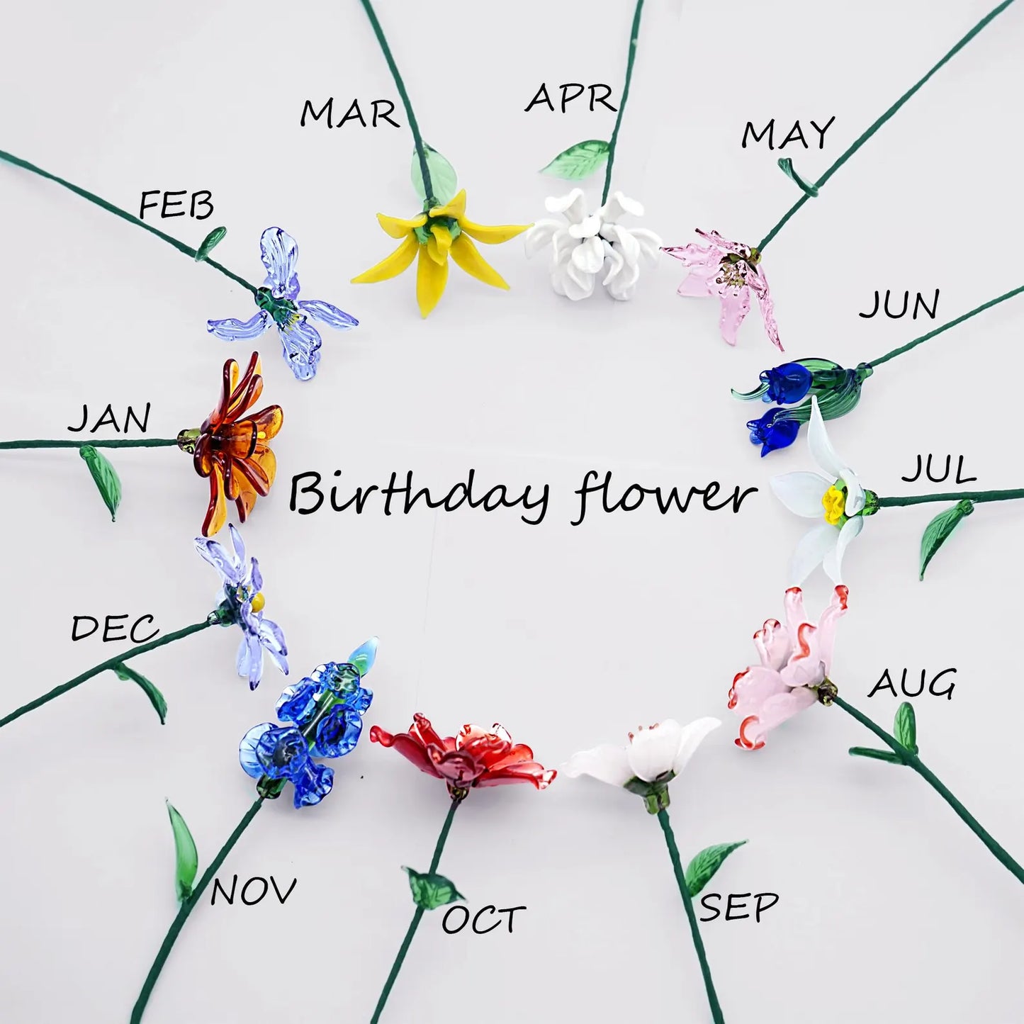 Glass Birth Month Flower, Birth Flower Gift Birthday Flower Glass Flowers, Women Birthday, Gift For Her, Christmas Gifts for Mom
