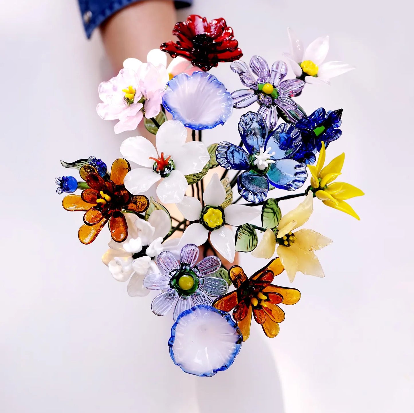 Handmade Glass Birth Month Flower Bouquet, Birthday Gift, Birth Flower Gift, Personalized Gifts, Gift for Her, Gift for Mom