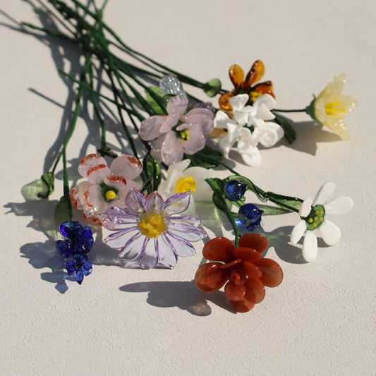 Glass Birth Month Flower, Glass Flowers Bouquet
