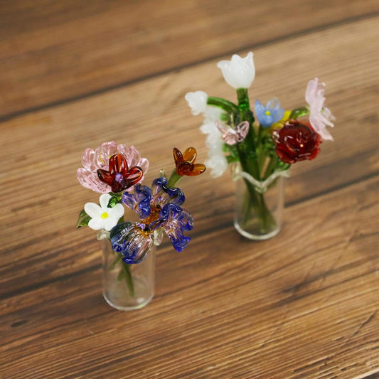 Handmade Glass Birth Month Flower: Miniature Floral Figurine