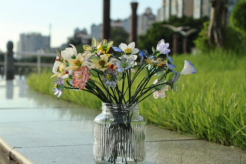 Glass Birth Month Flower Set