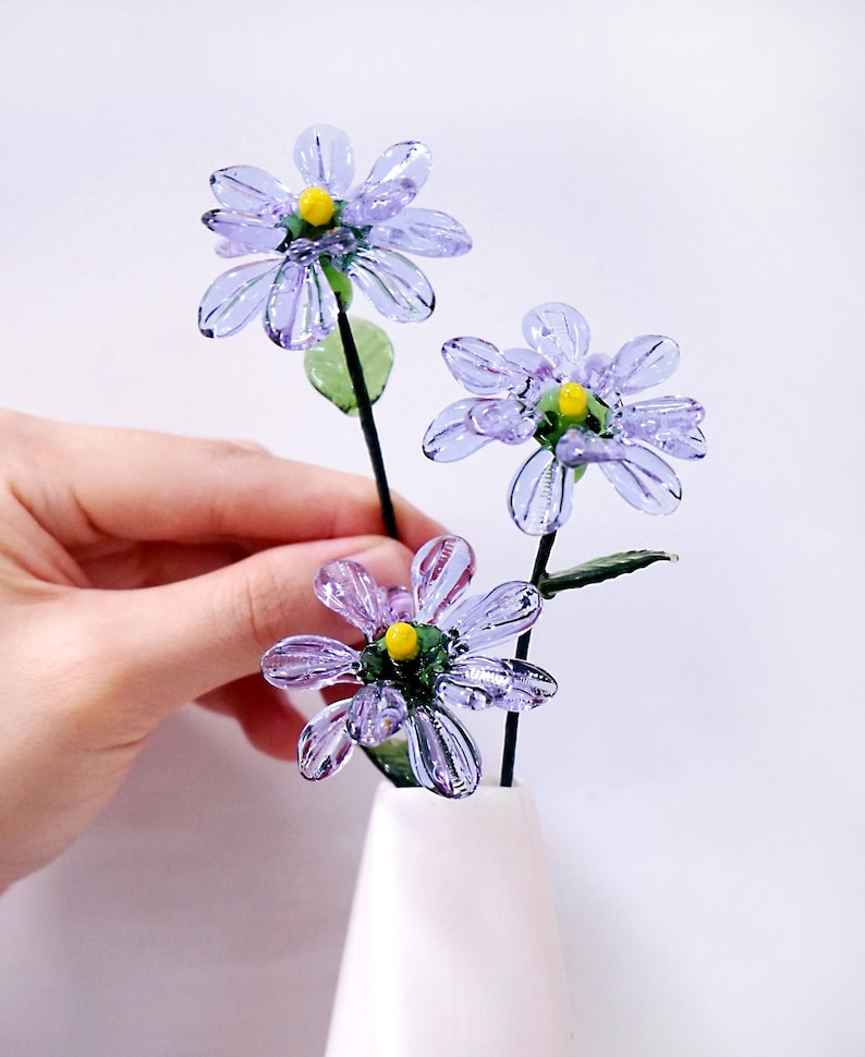 Handmade Glass Birth Month Flowers Bouquet