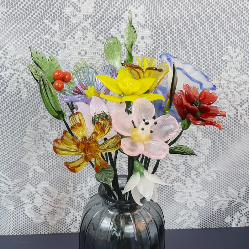 Glass Birth Month Flowers Birth Flower Bouquet