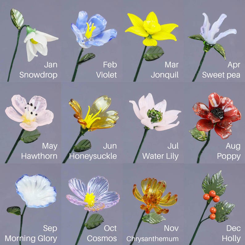 Glass Birth Month Flowers Birth Flower Bouquet