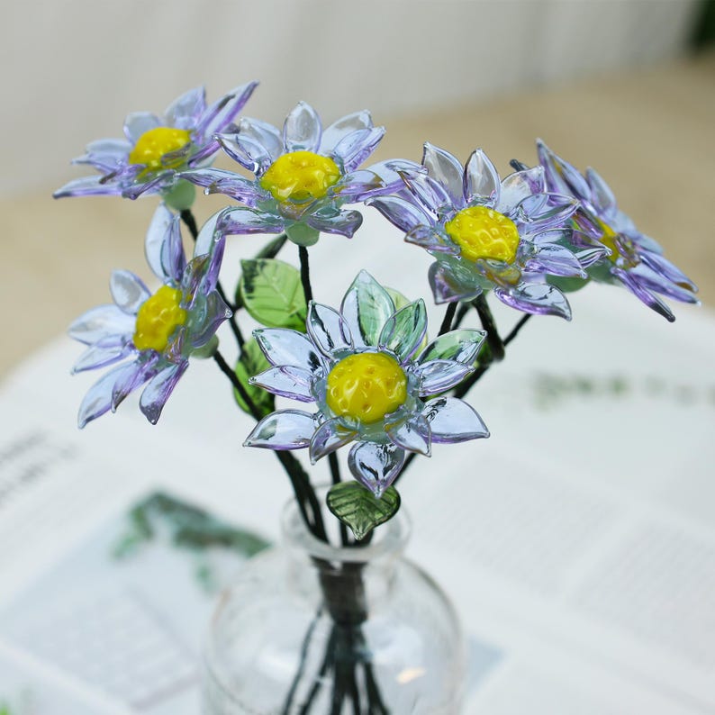 Handmade Glass Birth Month Flower Bouquet