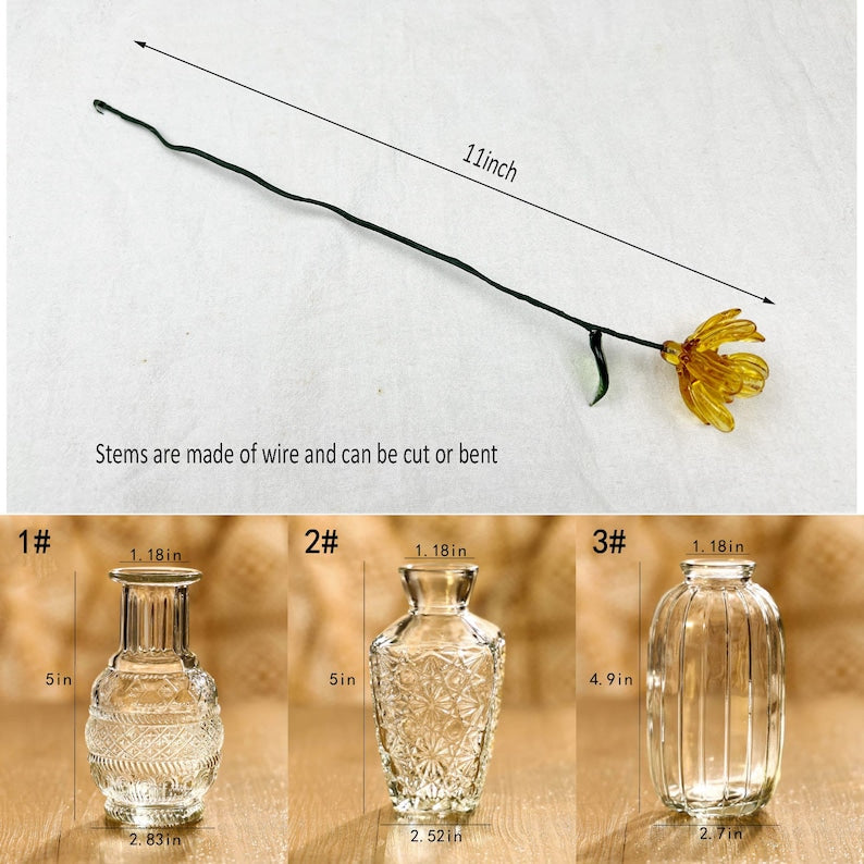 Handmade Glass Birth Month Flower Bouquet