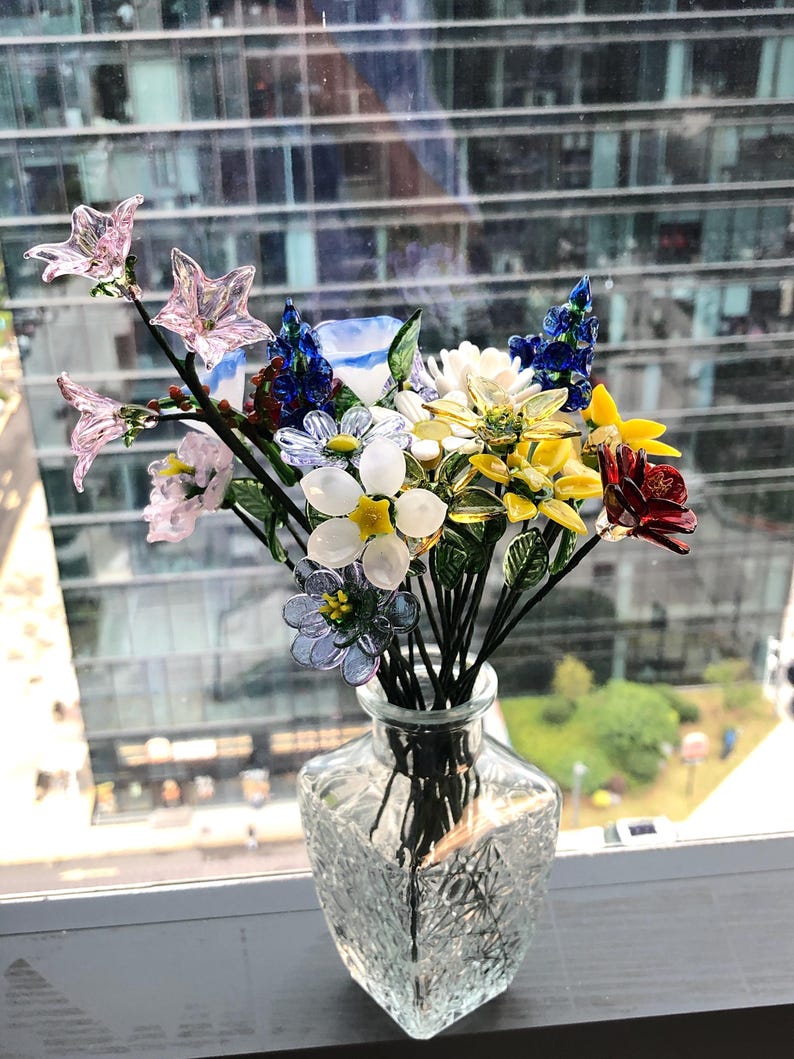 Glass Birth Flower Bouquet