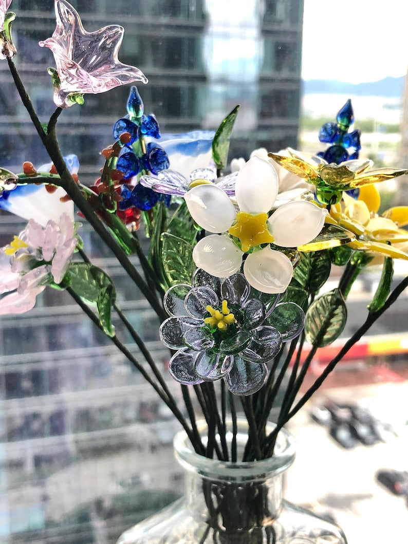 Glass Birth Flower Bouquet