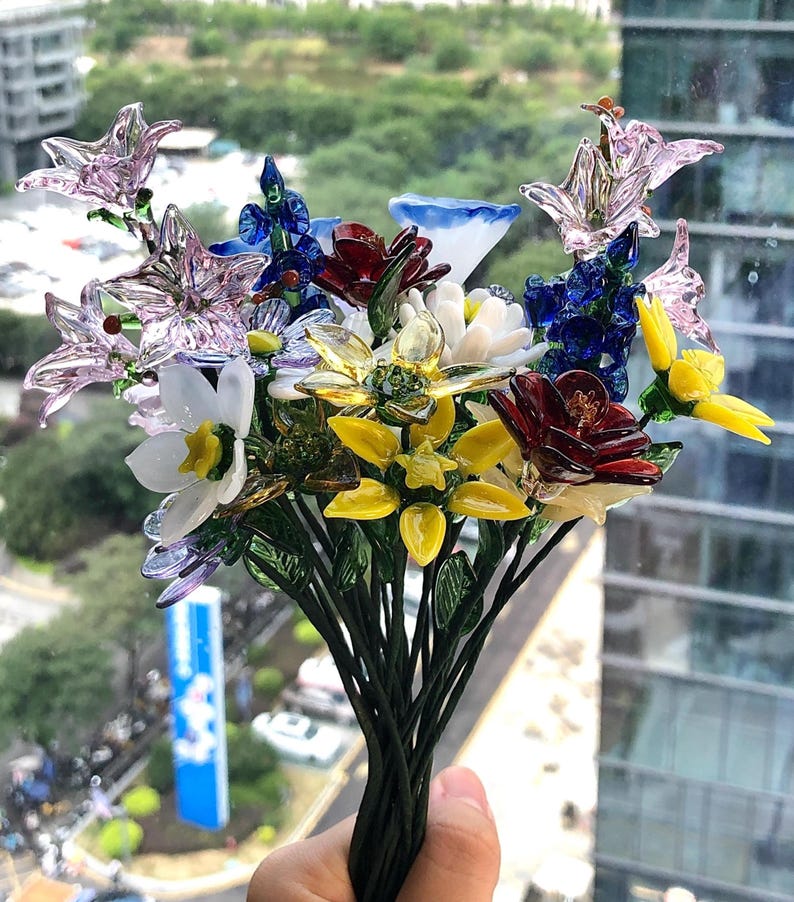 Glass Birth Flower Bouquet