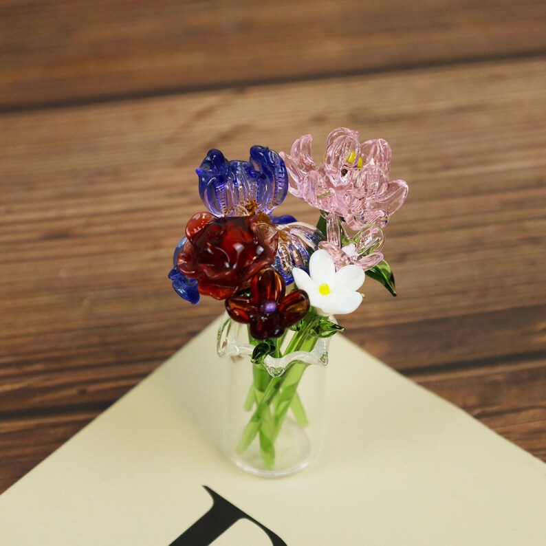 Handmade Glass Birth Month Flower: Miniature Floral Figurine