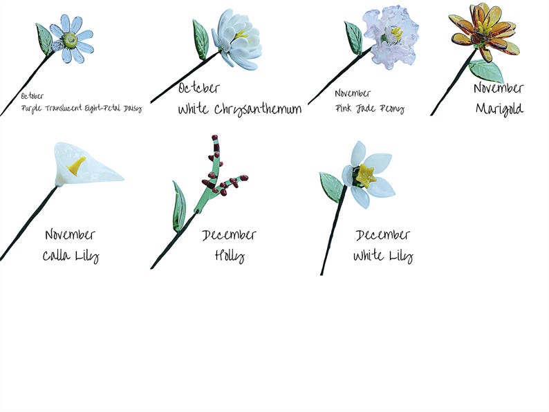 Glass Birth Month Flower Set