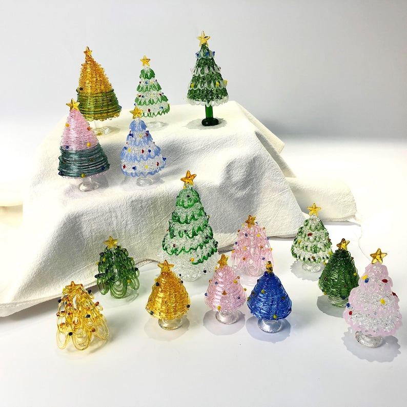 36 Mini Glass Christmas Trees