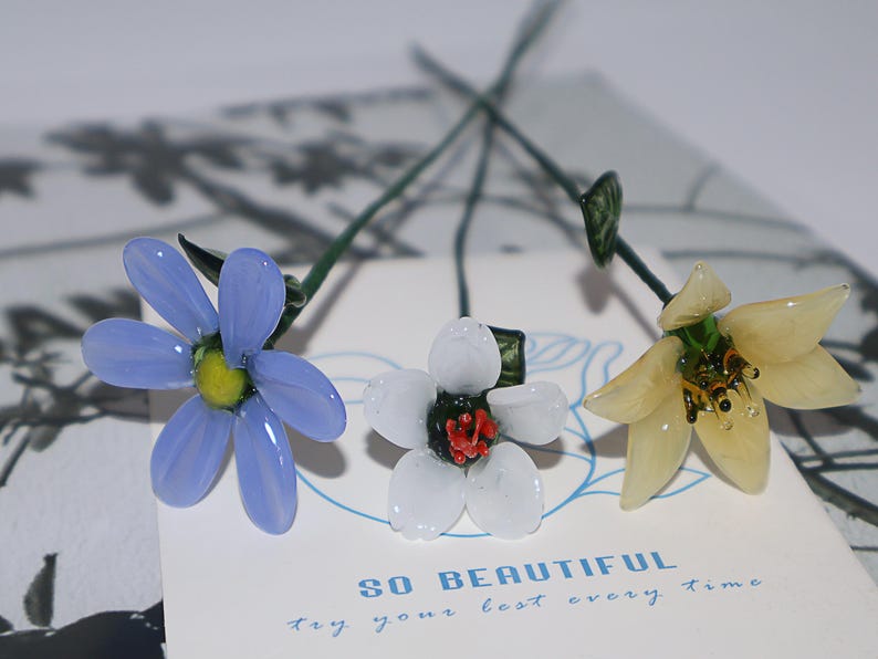 Glass Birth Month Flower,Birth Flower Set