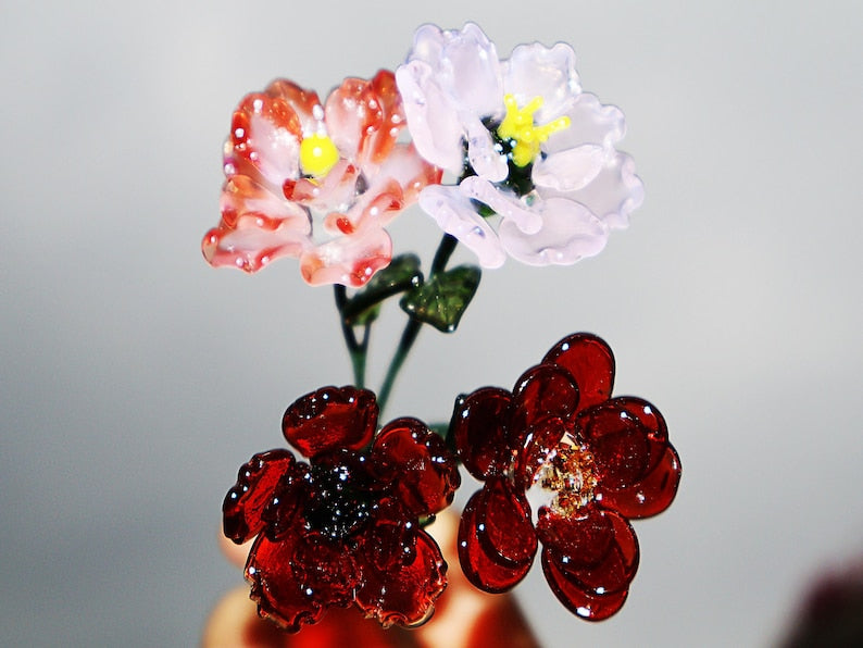 Handmade Glass Birth Month Flower Set