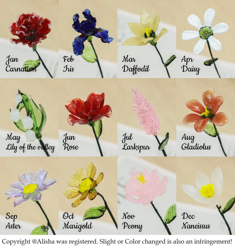 Handmade Unique Glass Bouquet, Birthday Gift