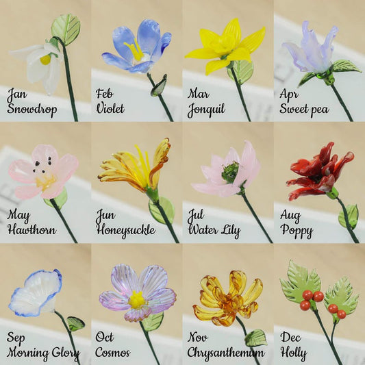 Glass Birth Month Flower Christmas Gift
