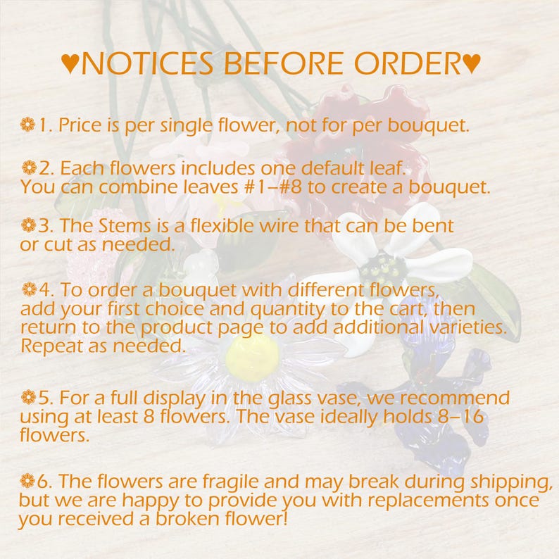 Glass Birth Month Flower Hand Blown Glass Flower Bouquet