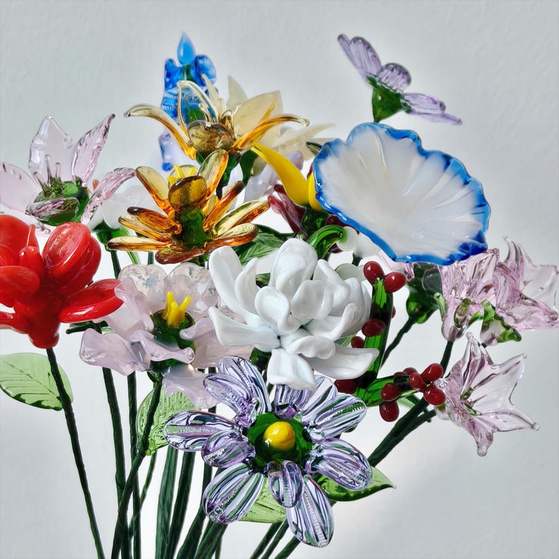 Handmade Glass Birth Flower Bouquet