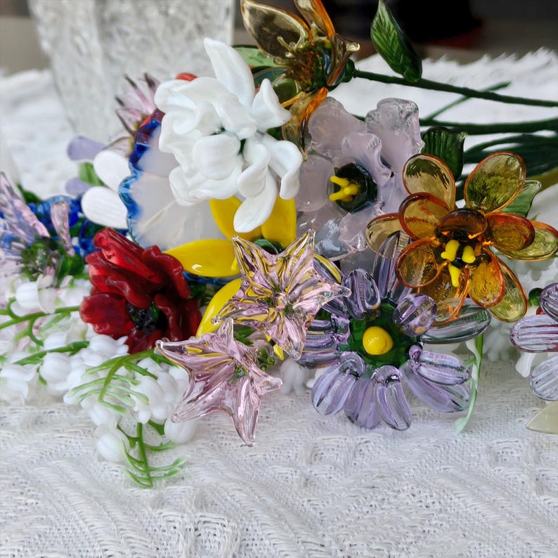 Handmade Glass Birth Flower Bouquet