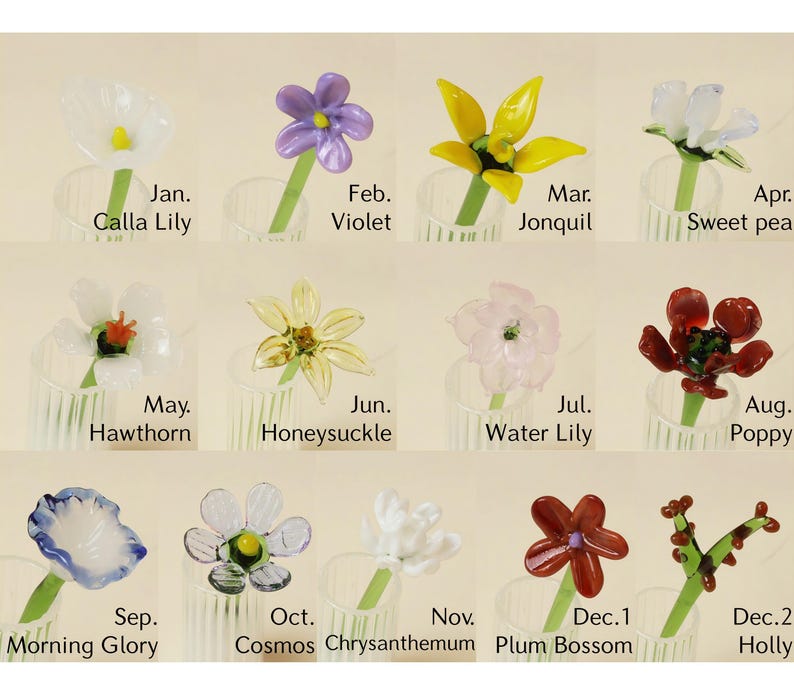 Mini Glass Birth Month Flower