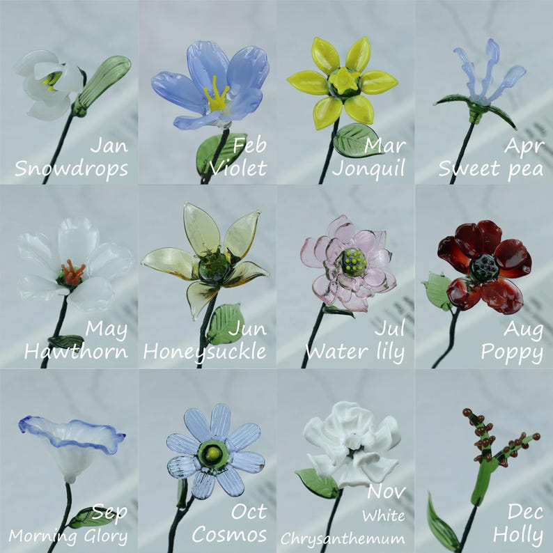 Handmade Glass Birth Month Flower