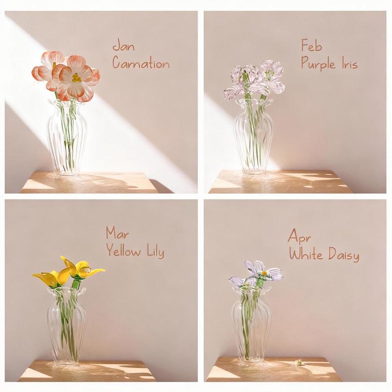 Tiny Glass Birth Month Flower