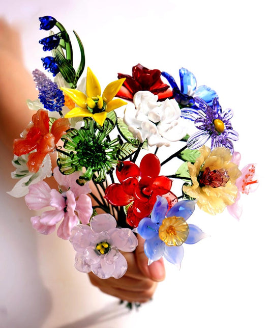 Handmade Glass Birth Flowers, Personalized Glass Art