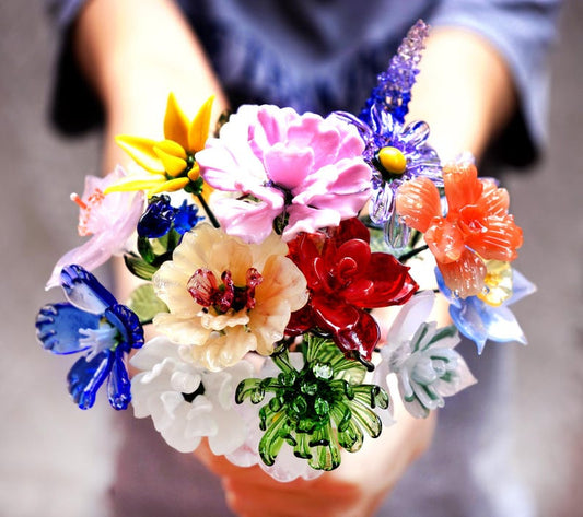 Handmade Glass Flowers, Birthflower Gift