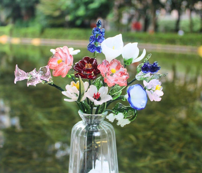 Handblown Glass Flowers Bouquet Gift